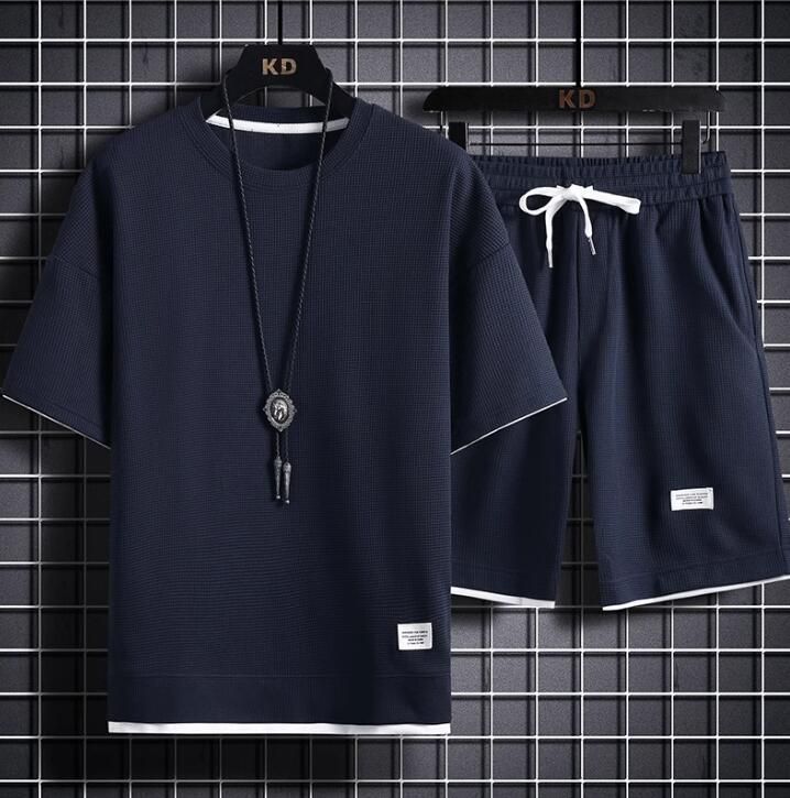 無地Tシャツ 短パン ワッフル編み スポーツウェア ハーフパンツ ルームウェア お兄系 ジャージ メンズ 半袖 セットアップ 上下セット パジャマ 春 夏用 ランニング ウォーキング 散歩 メンズ