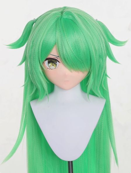 全頭マスク カツラ付き ロック付き NO.181 フルマスク ドール ヘッドロリータ人形 コスプレ 変身 仮装 着ぐるみ 二次元美少女