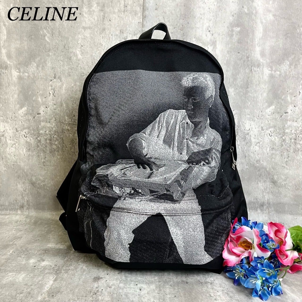 ✨極美品✨ CELINE セリーヌ バッグパック リュックサック フォノギター プリント 現行ロゴ ロゴ型押し A4収納 大容量 シルバー金具 肩掛け  ナイロン レザー ユニセックス レディース メンズ ブラック 黒色 - メルカリ