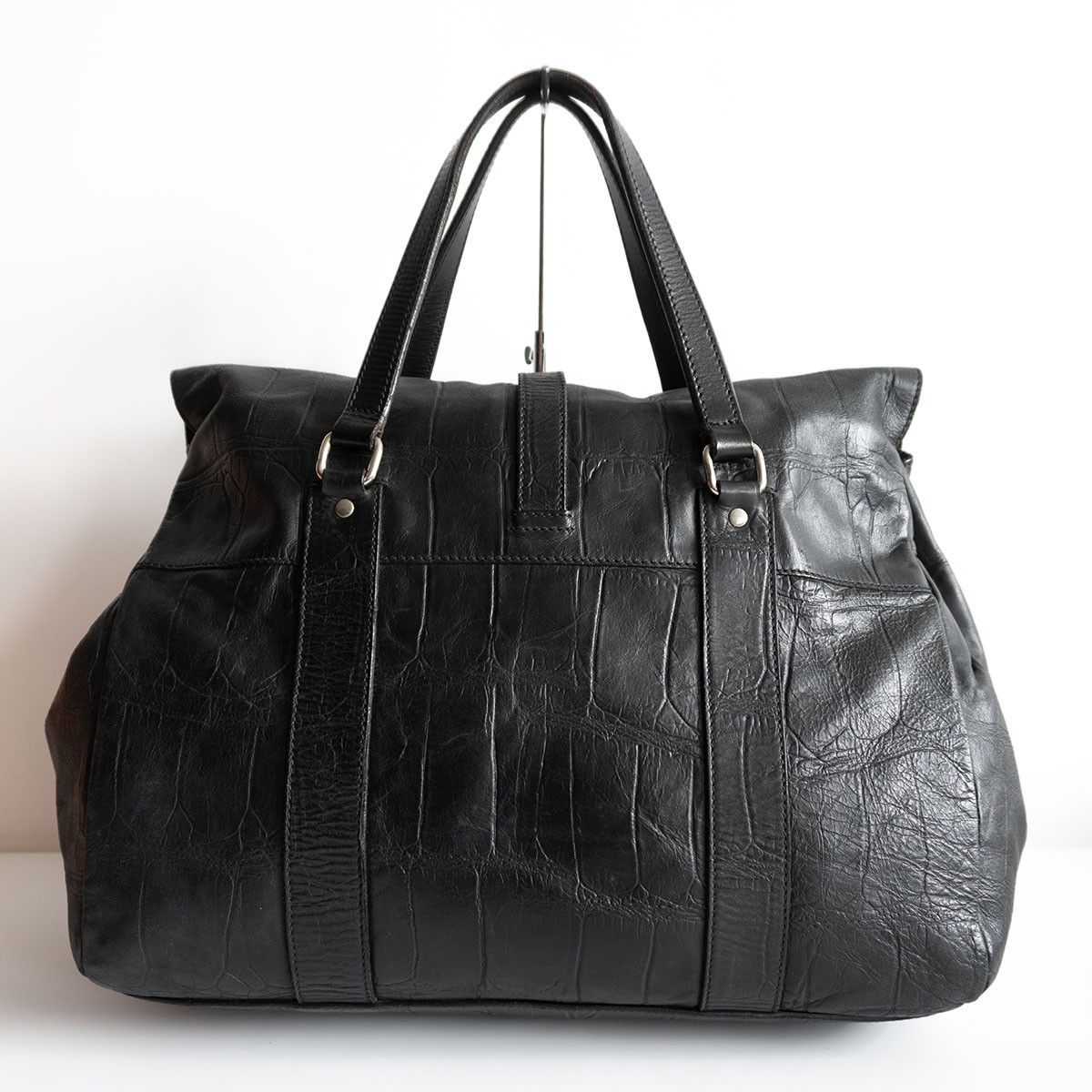 品 DANIEL-BOB クロコ型押し レザー フラップ トートバッグ ブラック ビジネス バッグ ダニエルアンドボブ 25090900