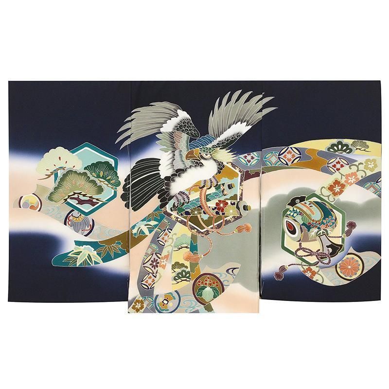J紋入れ込み最高級新品正絹産着京友禅染分手描き美術、特撰大鷹祝い松古典文 J様専用紋入れ込み最高級新品正絹産着京友禅染分手描き美術、特