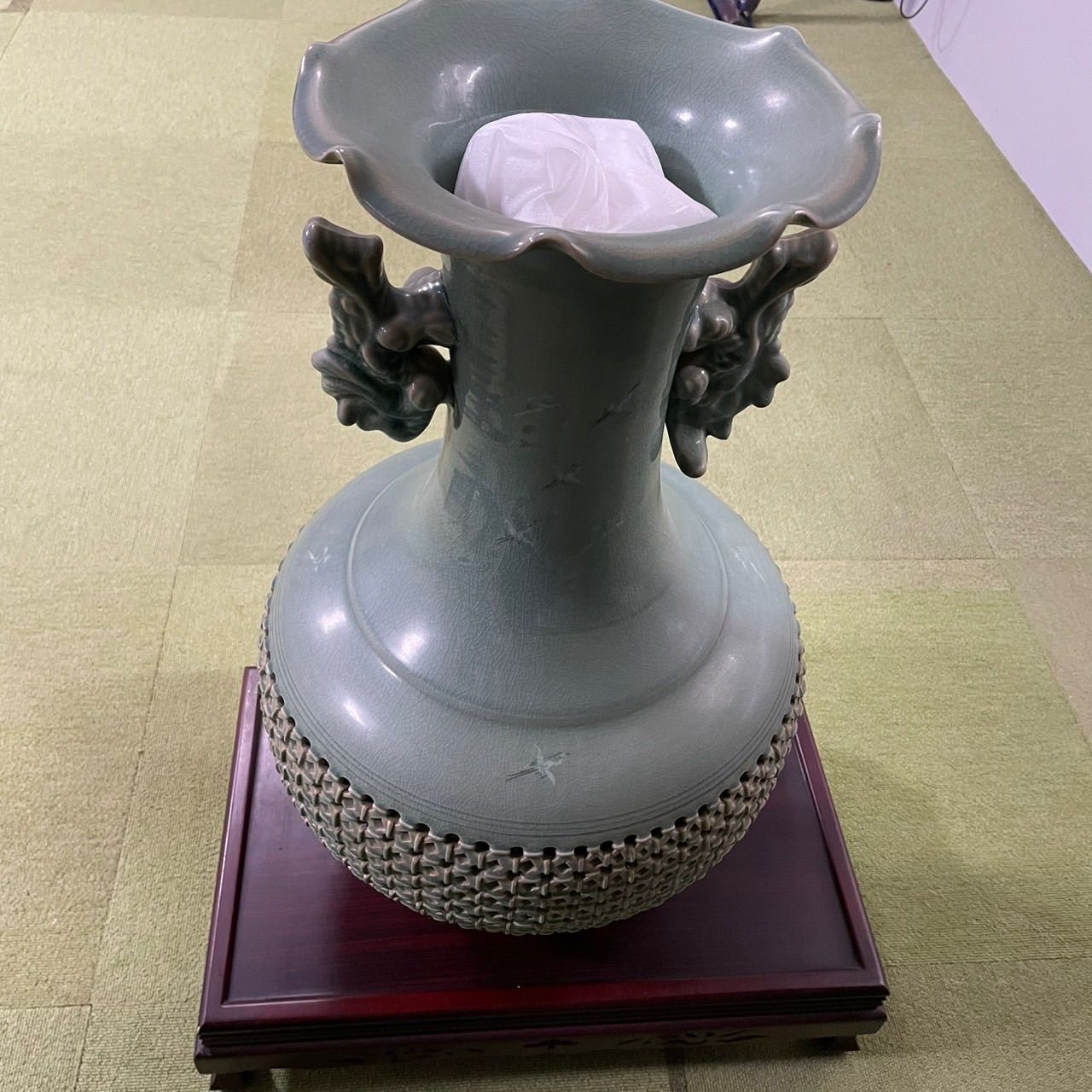 管理番号0-0 高麗青磁 青山作 壺 大型