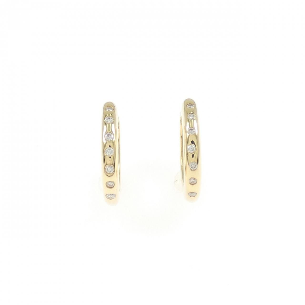 K18YG ダイヤモンド フープ ピアス 0.06CT