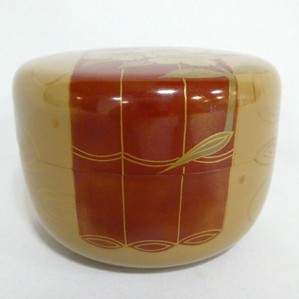 九月の特売品 加賀蒔絵師 中村宗尹作 花筏白漆平棗 茶道具