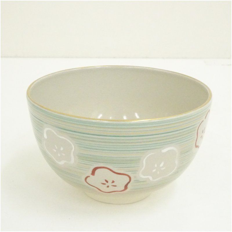 【茶道具】抹茶碗　色絵梅　市川通三　共箱　R-0322　お4 茶道具】抹茶碗 色絵梅 市川通三 共箱 R-0322 お4