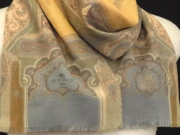 □美品□ ETRO エトロ ウール×シルク ペイズリー柄 スカーフ