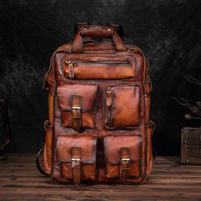 種類1：A：ブラックライチ柄（17インチ メンズ ファッション オシャレ アイテム 小物 アメリカン レトロ バックパック 第1層 牛革 アウトドア 旅行 コンピュータ PC バッグ 大容量 革 バックパック