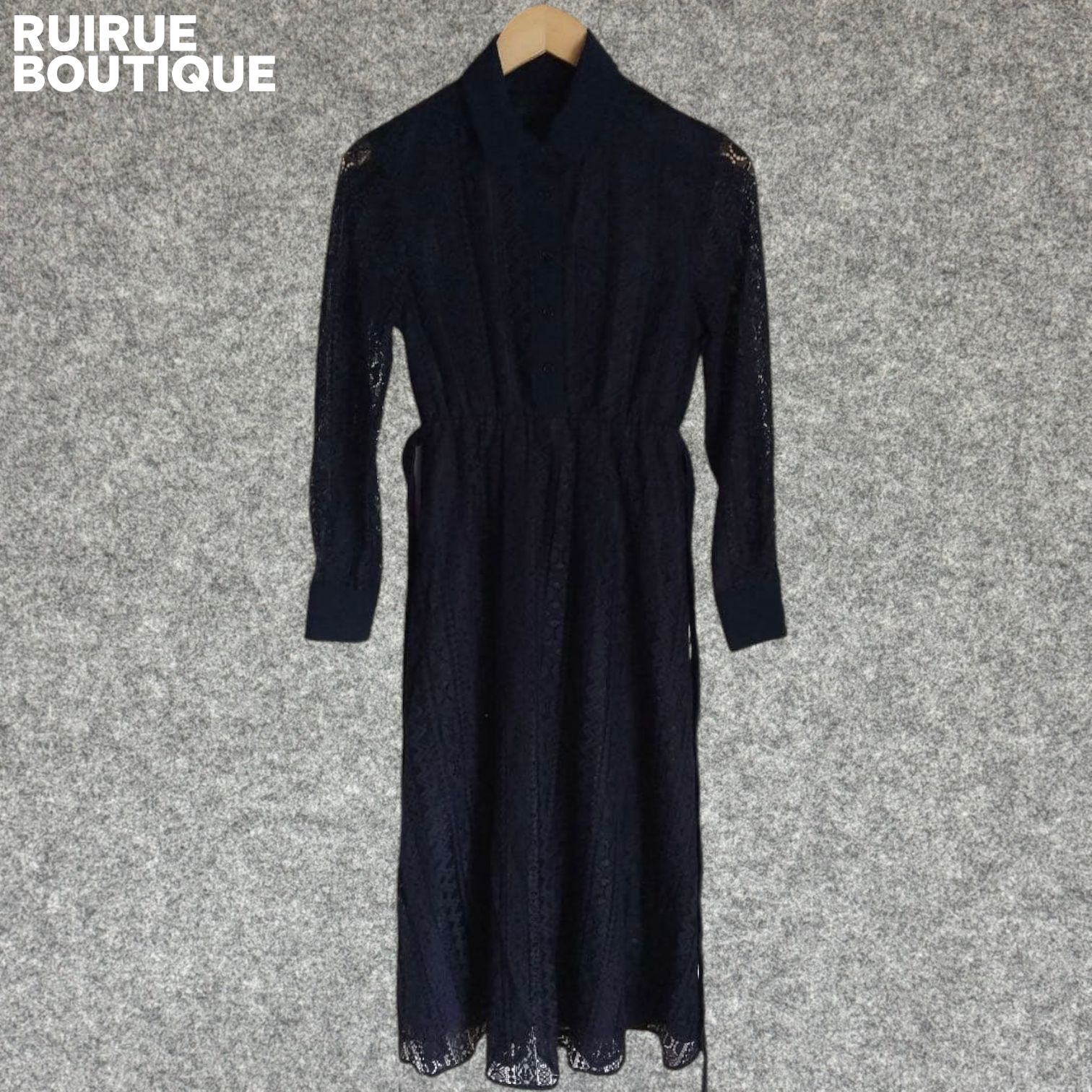 RUIRUE BOUTIQUE ネイビー レース シャツドレス ワンピース Sサイズ