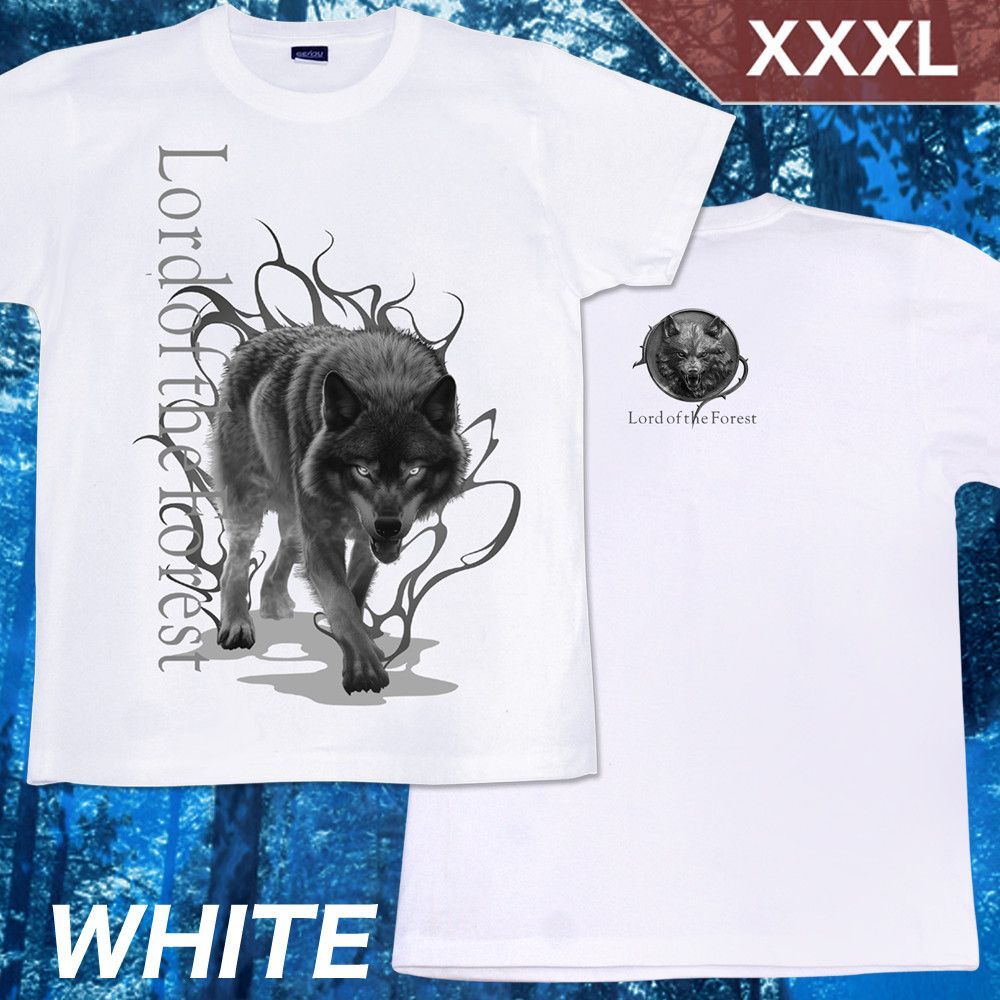 GENJU XXXLサイズ オオカミ 狼 おおかみ ウルフ 動物 クール 犬 メンズ Tシャツ 半袖 Lord of the forest 