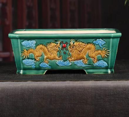 竜紋鉢 長方鉢 盆栽鉢 植木鉢 小品盆栽鉢 大品盆栽鉢 陶磁器