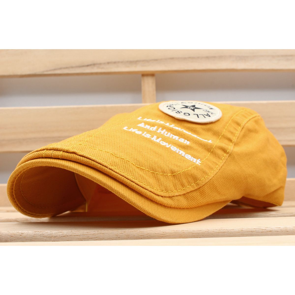 ハンチング帽子 ワッペン英文 綿 キャップ 帽子 56~58cm HC140-6