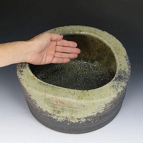 古陶浅つくばい 竹