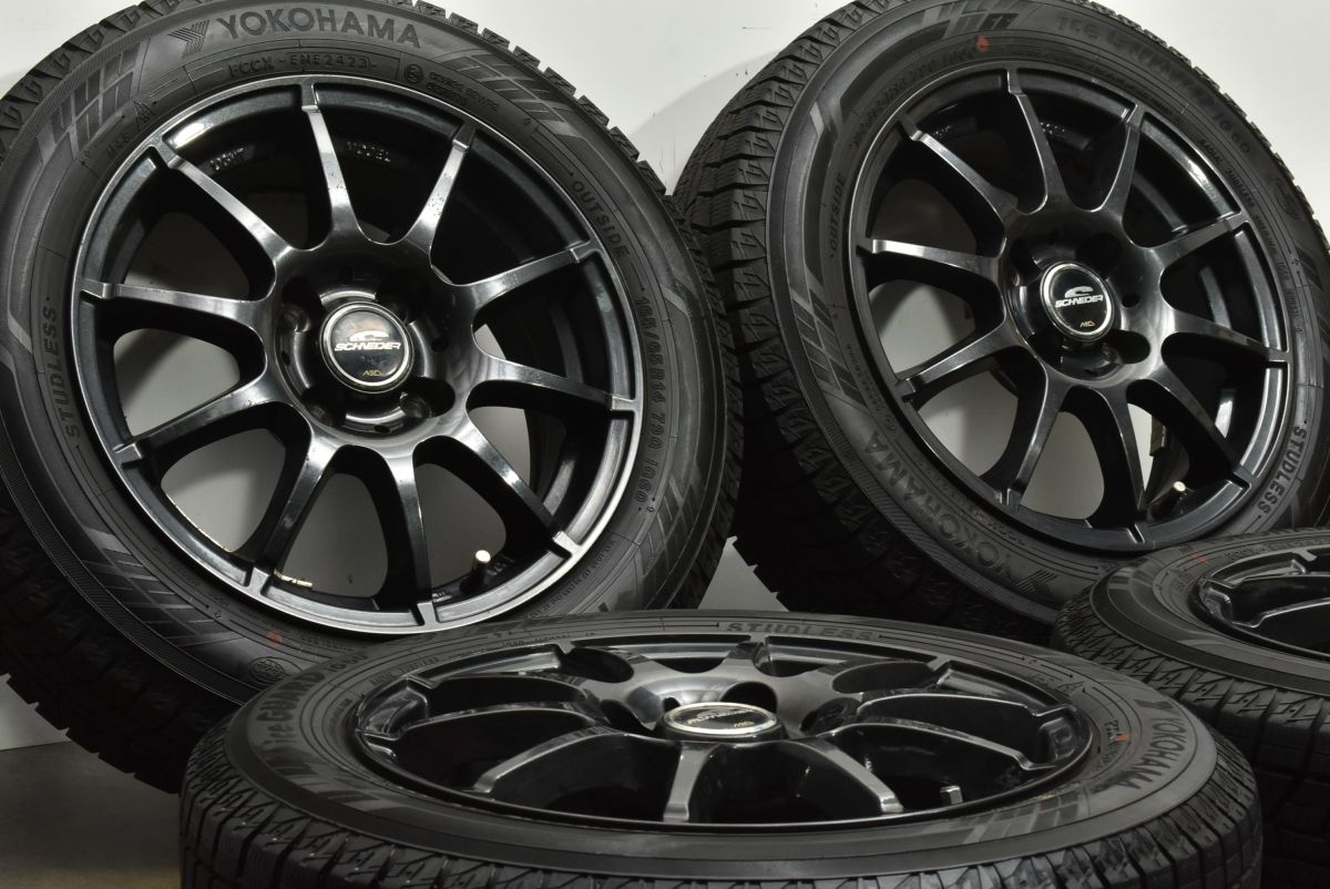 バリ溝 スタッドレス シュナイダー 14in 5.5J 38 PCD100 ヨコハマ アイスガード6 iG60 165 65R14 タンク ルーミー パッソ トール