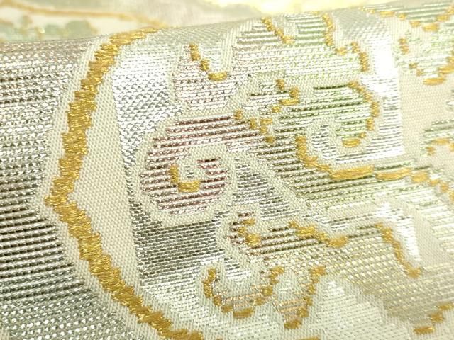 龍村平蔵柄 威毛錦 本袋帯 鎧文様 龍 金糸 銀糸 正絹 Q858 龍村平蔵柄 威毛錦 本袋帯 鎧文様 龍 金糸 銀糸 正絹 Q858