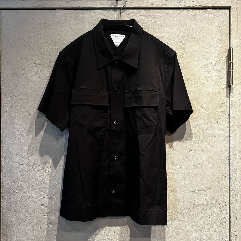 Bottega Veneta ボッテガヴェネタ Flap Pocket Military Shirt ポケットフラップミリタリーシャツ 652051 VKIX0 ブラック size 39 代官山A05