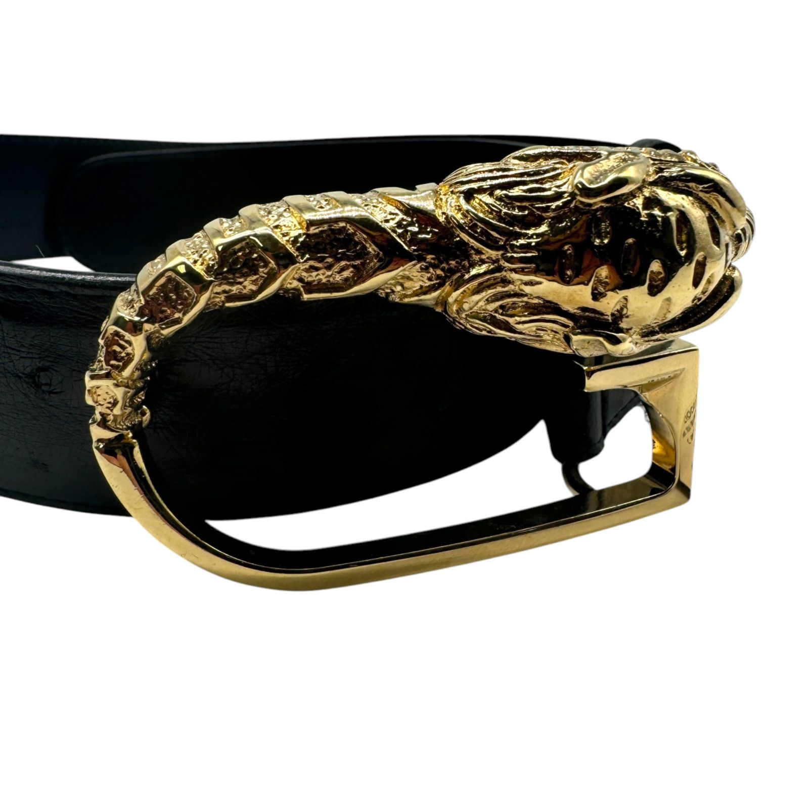 美品 タグ付き GUCCI グッチ リアルオーストリッチ タイガーヘッド 