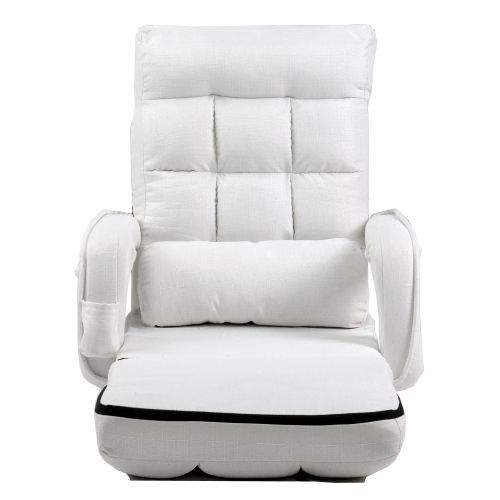 座椅子 リクライニング 14段ギア チェアー いす イス 【ホワイト】 ホワイト】座椅子 リクライニング 14段ギア リクライニングチェアー