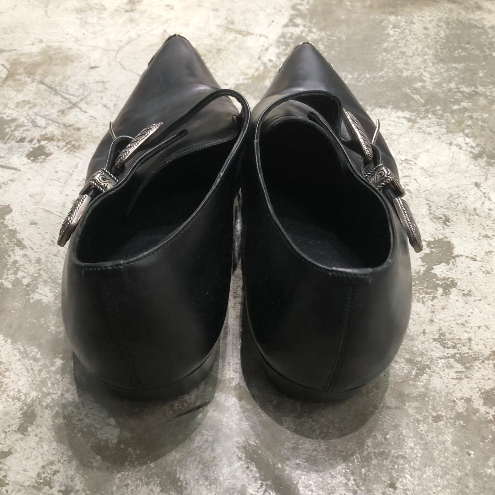 SAINT LAURENT PARIS 14SS ウエスタンバックル レザー シューズ 短靴 
