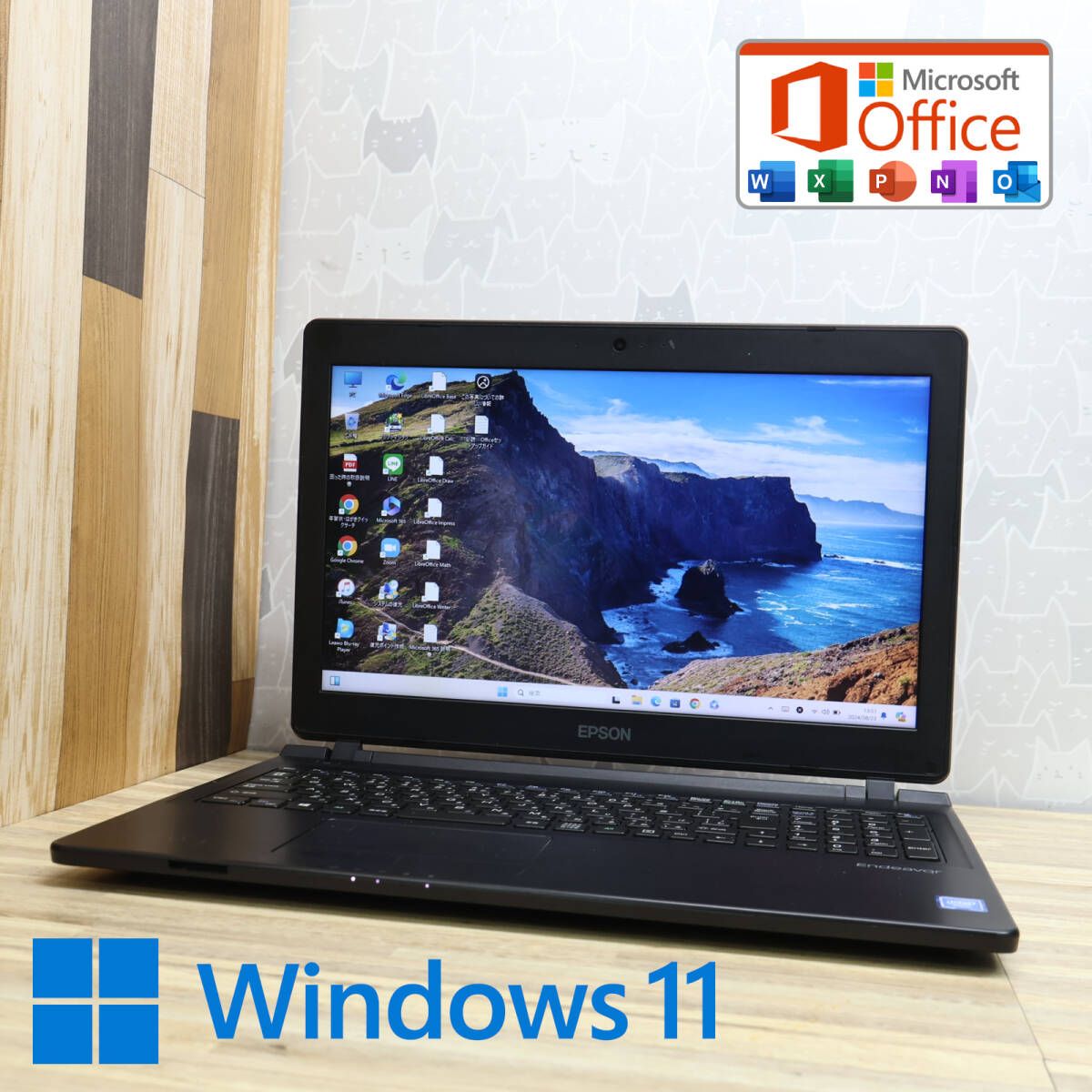 美品 500GBNJ4400E Webカメラ Celeron 5205U Win11 MS Office 中古品 ノートPCP76727