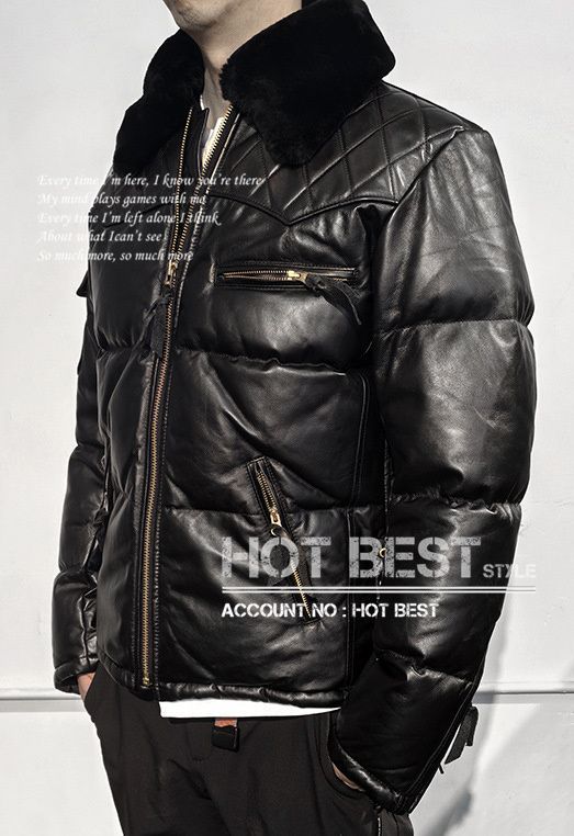 ホースハイド＆シープスキン シングルライダース 襟 ムートン レザーダウンジャケット ラム 羊革 馬革 KANDAIZUMI_COM