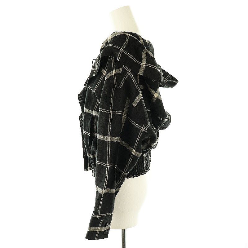 ワイズ Y's ヨウジヤマモト 25SS LINEN/NYLON PLAID GATHERED BLOUSE チェックブラウス 長袖 2 ブラック エクリュ ワイズ Y's ヨウジヤマモト 25SS LINEN/NYLON PLAID GATHERED
