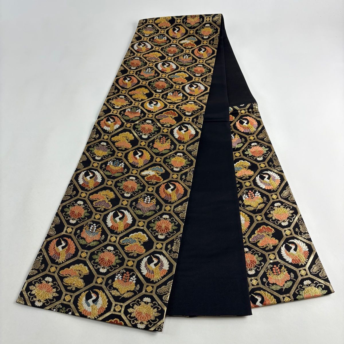 総相良刺繍 蜀江文 華紋 袋帯 鳥 金糸 正絹 六通 着物・浴衣