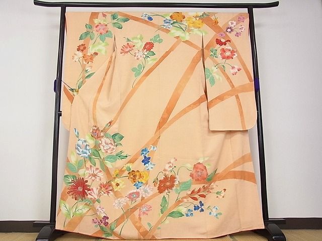 平和屋1□希少 野口真造 大彦二代目 江戸染繍友禅 振袖 籬草花文