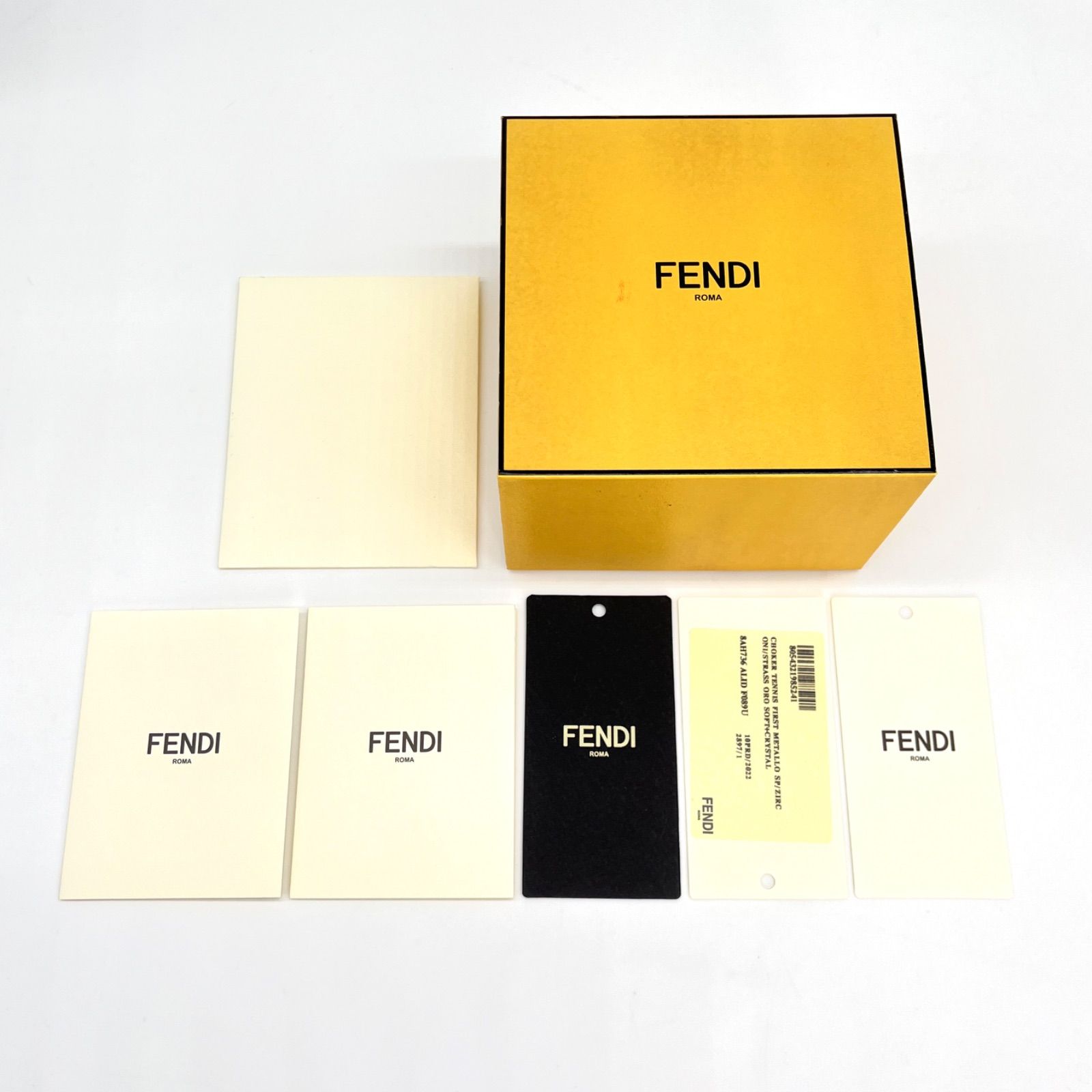 ☆FENDI フェンディ 8AH736 ファースト テニス チョーカー 首周り約25~38㎝ クリスタル ジルコン ストラス ゴールド仕上げのメタル  箱 タグ カード 封筒 付き イタリア製 - メルカリ