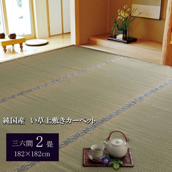 日本製 い草 上敷き/ラグマット  抗菌 防臭 調湿機能付き 湯沢 〔リビング〕