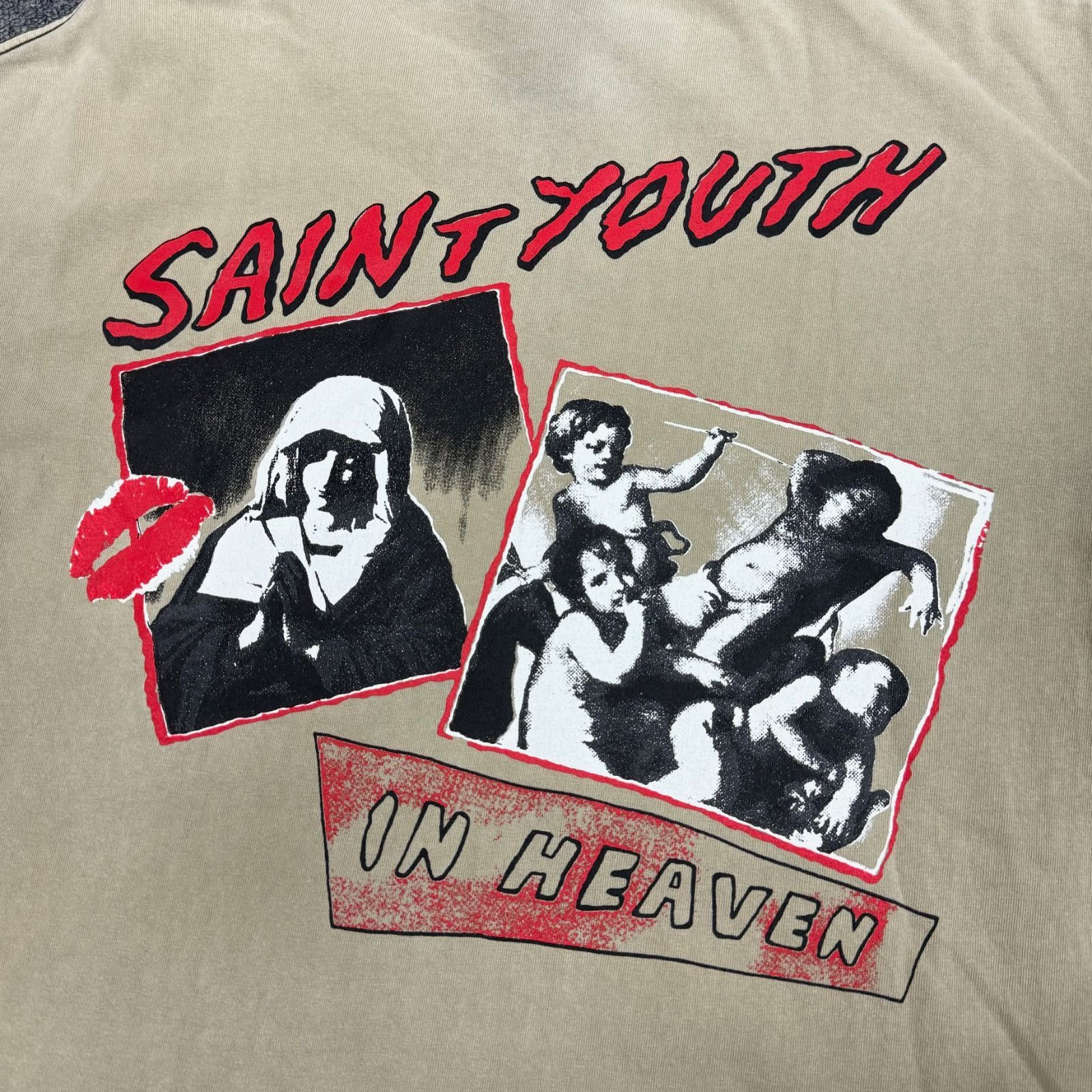 SAINT MICHAEL 22SS S/S TEE / IN HEAVEN / KHAKI ヴィンテージ加工 