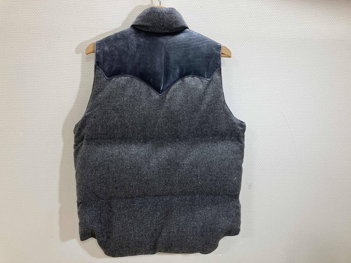 Rocky MOUNTAIN FEATHERBED ダウンベスト Duffers ウール レザー切替ダウンベスト 杢グレー 38