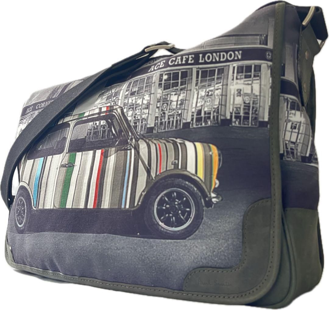 Paul Smith ポールスミス ショルダーバッグ メッセンジャーバッグ ミニクーパー フラップ 総柄 マルチ 金具 通勤通学 旅行 ビジネス