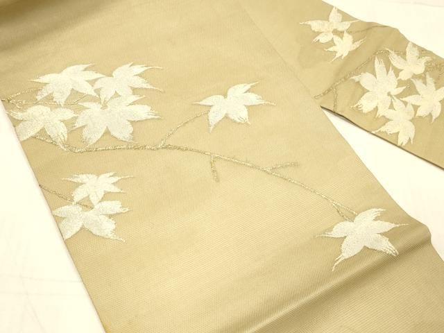 平和屋着物＊夏物　九寸名古屋帯　枝葉文　金銀糸　正絹　逸品　DABA0020cm 平和屋着物＊夏物 九寸名古屋帯 枝葉文 銀糸 正絹 逸品 DAAW1893cm