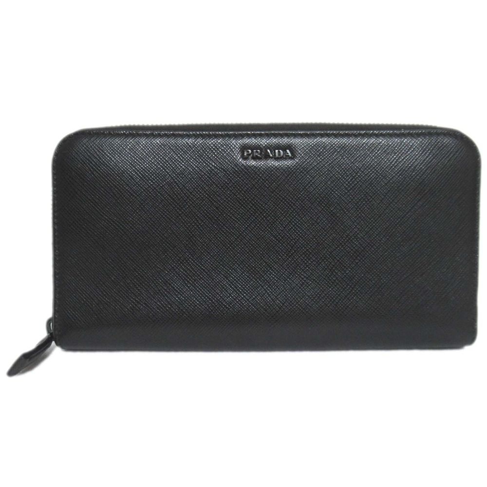 プラダ 長財布 ジップ ブラック 小銭入れ カード 美品 PRADA プラダ  