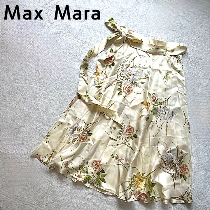 最終値下げ　希少　MAX MARA 白タグ　シフォンシルク素材花柄スカート　40