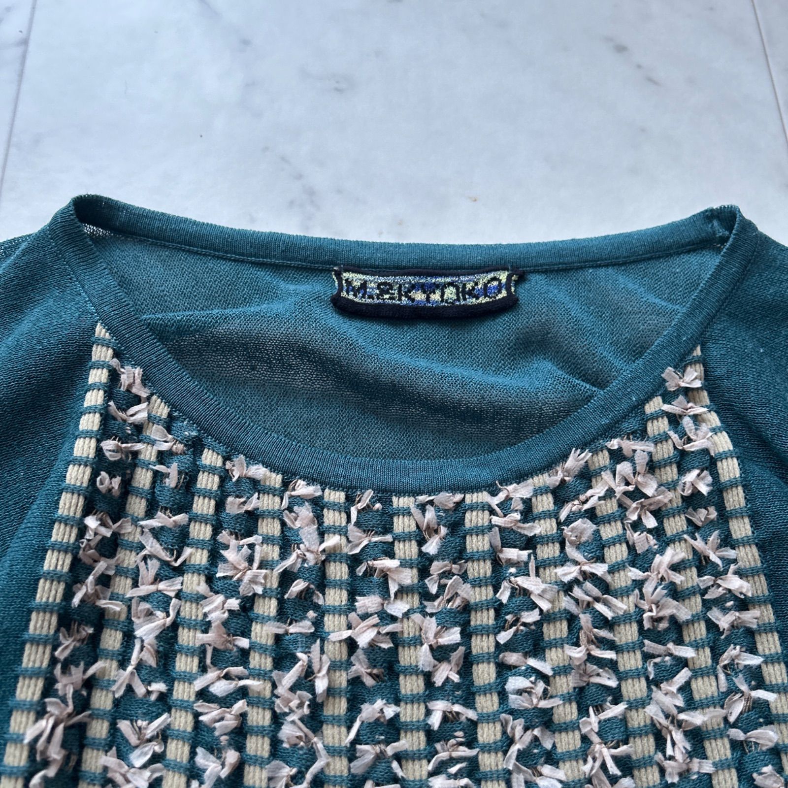 エムアンドキョウコ ワンピース グリーン 刺繍装飾 フリーサイズ