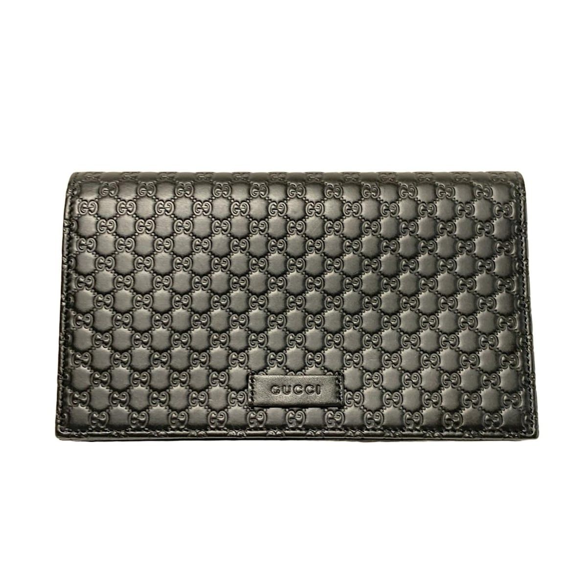 GUCCI グッチ 財布 マイクログッチシマ 466507 黒 レザー