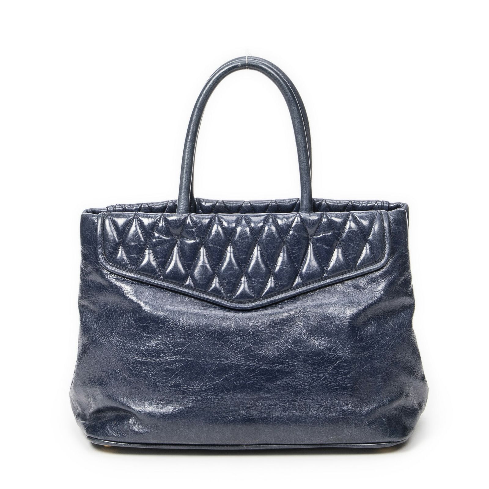 ミュウミュウコンバーチブルオープントートネイビーヴィテッロ シャインA