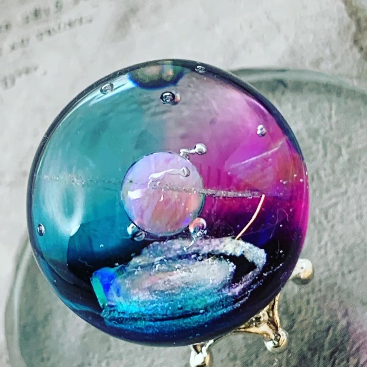 レジン アクセサリー ネックレス 宇宙球体 ピンクオパール