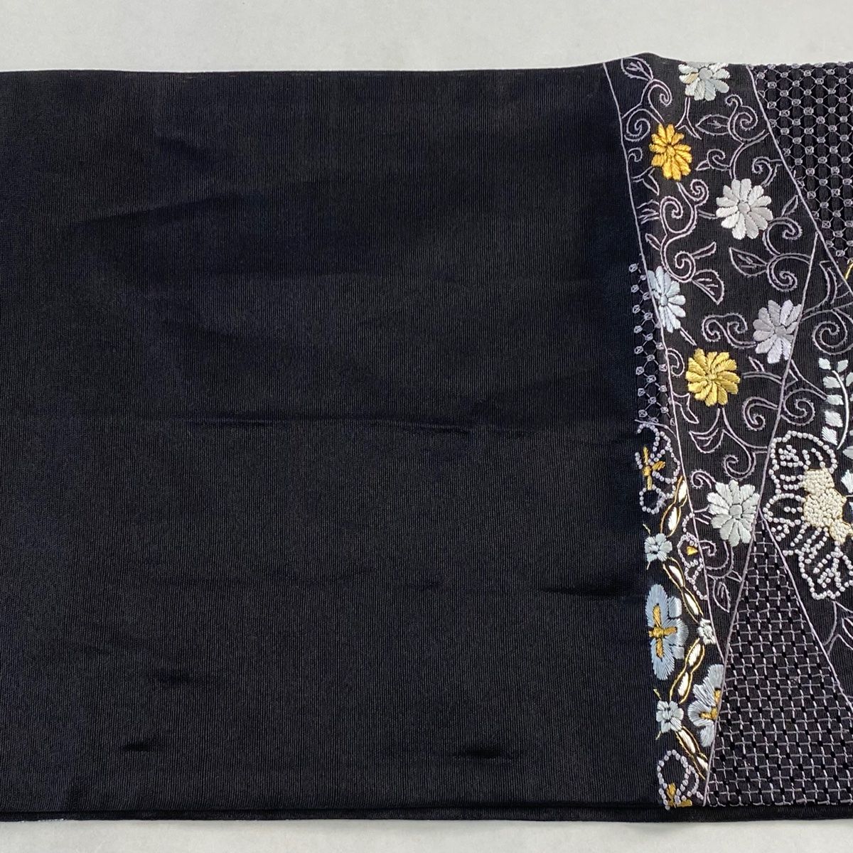 袋帯 美品 逸品 夏帯 紗 華文 蜀江文 刺繍 金糸 黒 六通 正絹 【中古 