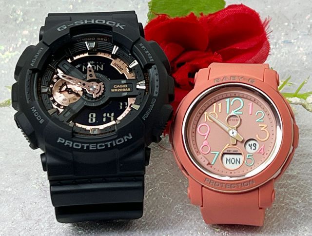 恋人たちのGショックペアウオッチ Gショック ペア G-SHOCK BABY-G  ペア腕時計 カシオ 2本セット アナデジ GA-110RG-1AJF BGA-290PA-4AJF ラッピング無料  メッセージカード手書きします 　クリスマス プ