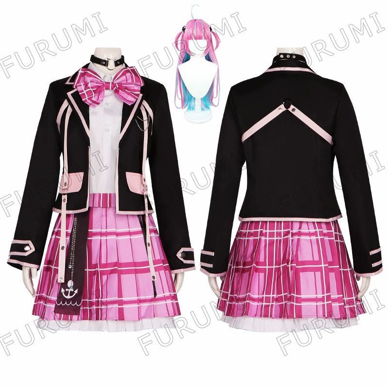 YouTuber ホロライブ コスプレ 湊あくあ みなとあくあ 制服 コスプレ衣装 ウィッグ付き カツラ 大人用 仮装 hololive バーチャルライバ cosplay イベンド 変装 仮装 プレゼント 祭り仮装 コスチューム アニメ クリスマス ハロウィン