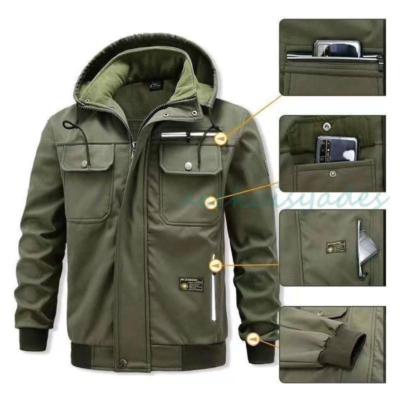 作業着 メンズ 上下セット ジャケット カーゴパンツ ストレッチ 作業服 防寒着 作業着 防水防寒ジャケット 防風 撥水 裏起毛 冬用 あたたかい 軽量 保温 黒