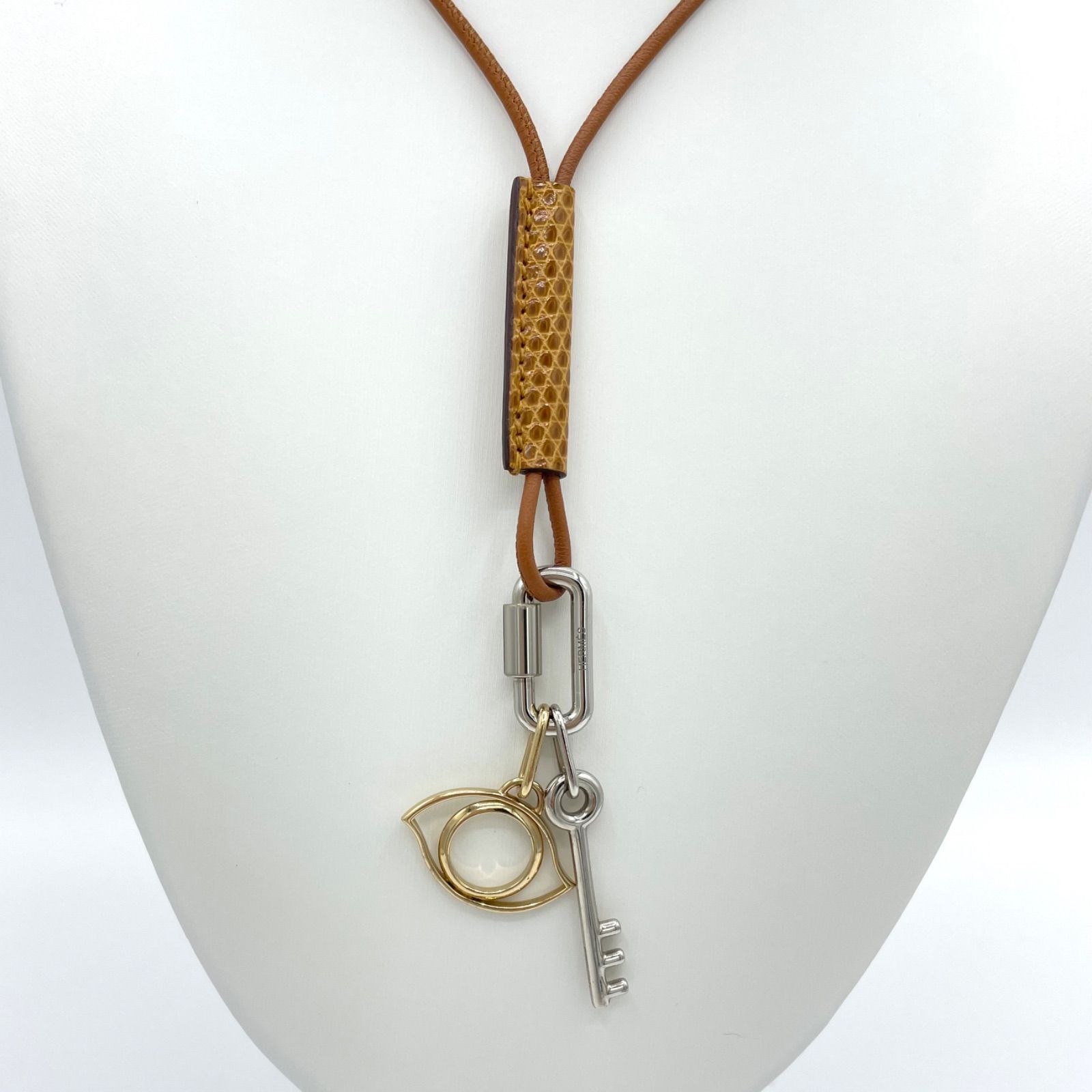 美品✨HREMES エルメス キュリオジテ ネックレス リザード レザー 676 美品✨HREMES エルメス キュリオジテ ネックレス リザード