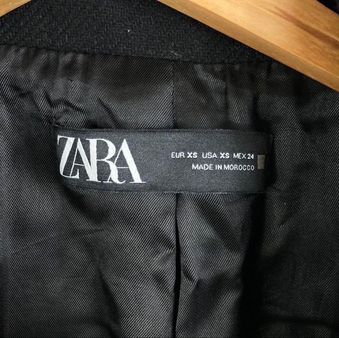 ZARA ザラ ロングコート ベルト付 XS 女優襟 ウール ブラック A ZARA ザラ ロングコート ベルト付 XS 女優襟 ウール ブラック A