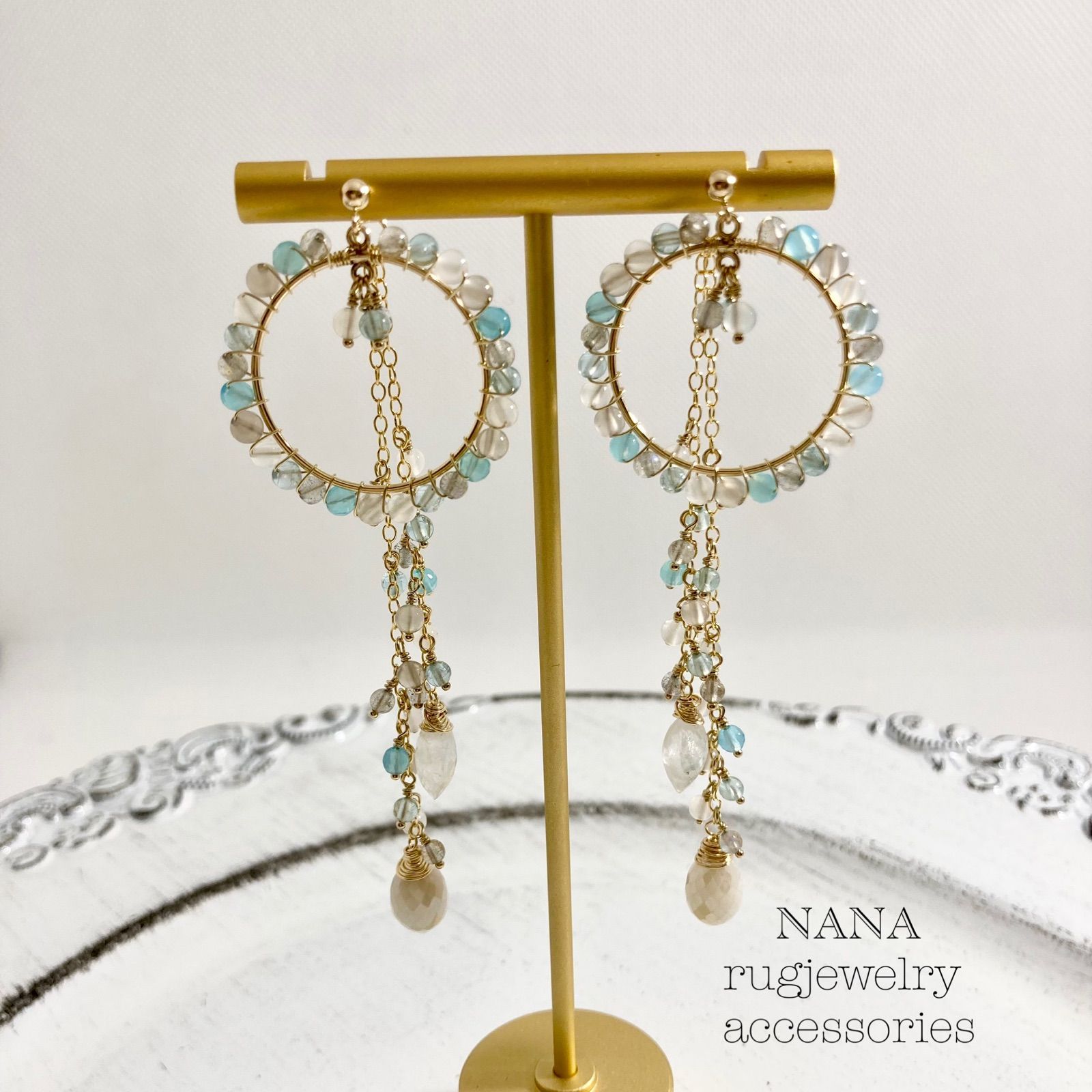 14kgfソフトカラーのラウンドフープスタイルつぶつピアス