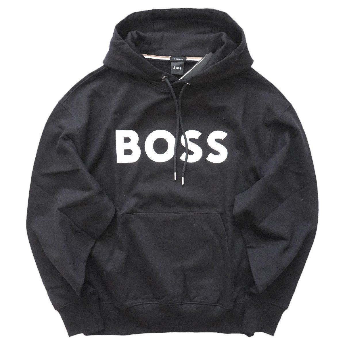 美品/XLサイズ●ヒューゴボス パーカー デカロゴ ブラック 現行 大谷翔平 2025◇最新作◇ BOSS ◇ボス◇ロゴ スウェット パーカー