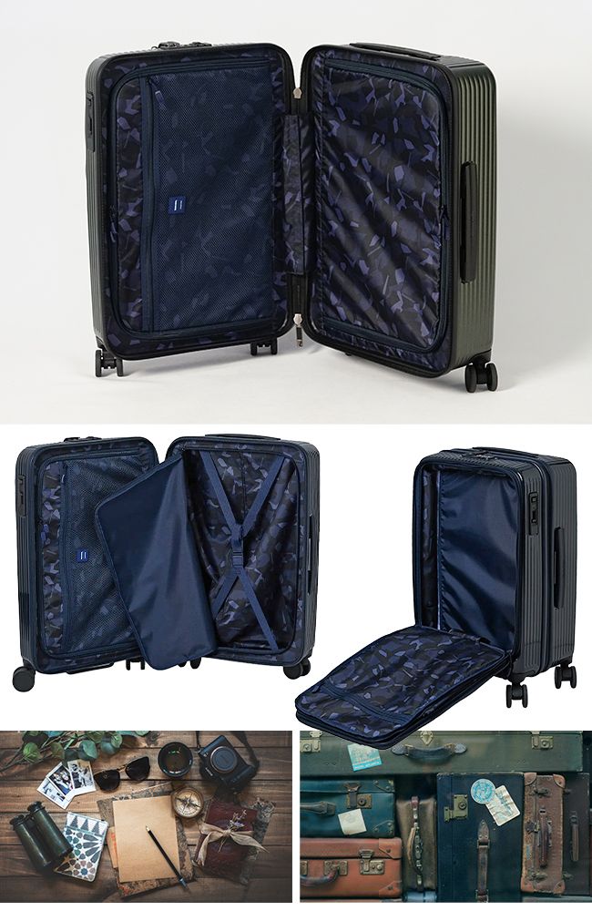 メーカー 2年保証 イノベーター スーツケース 55 L Mサイズ 中型 軽量 静音 フロントオープン ストッパー付き キャリーケース INV 155 メローピンク 速乾素材 キャリーケース 