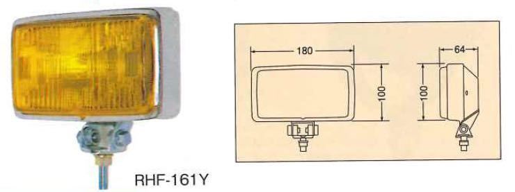 角型ハロゲンフォグランプ 黄 イエロー　RHF-161YB ２個セット　カバー付き　黒/金 角型フォグランプ コイト 小糸 KOITO　デコトラ　 レトロ　トラックショップASC