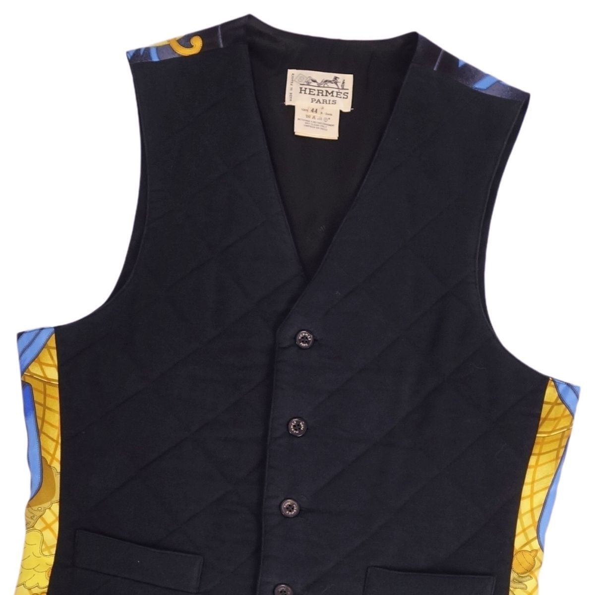 美品 Vintage エルメス HERMES ベスト ジレ シルク切り替え 総柄